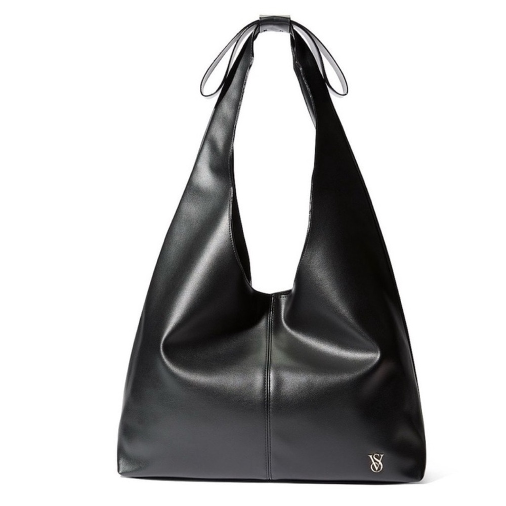 Victoria's Secret Black Leather Shoulder Hobo Bag